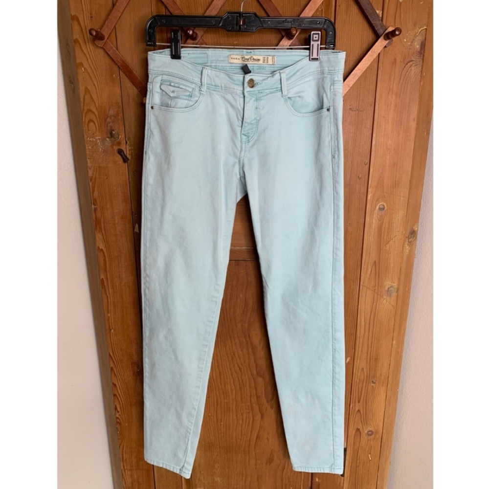Zara mint green core denim slim fit skinny jeans Size 6 - Picture 2 of 10